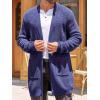 imageRuncati Mens Cardigan Sweater Casual Cable Knit V Neck Open Front Ribbed Long Winter SweatersNavy