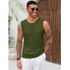 imageRuncati Mens Knit Sleeveless Tank Tops Casual Hollow Out T Shirts Beach Summer See Through TopsArmy Green