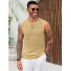 imageRuncati Mens Knit Sleeveless Tank Tops Casual Hollow Out T Shirts Beach Summer See Through TopsKhaki