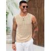 imageRuncati Mens Knit Sleeveless Tank Tops Casual Hollow Out T Shirts Beach Summer See Through TopsLight Khaki