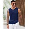 imageRuncati Mens Knit Sleeveless Tank Tops Casual Hollow Out T Shirts Beach Summer See Through TopsNavy Blue