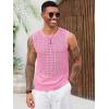 imageRuncati Mens Knit Sleeveless Tank Tops Casual Hollow Out T Shirts Beach Summer See Through TopsPink