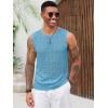 imageRuncati Mens Knit Sleeveless Tank Tops Casual Hollow Out T Shirts Beach Summer See Through TopsSky Blue