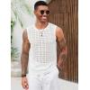 imageRuncati Mens Knit Sleeveless Tank Tops Casual Hollow Out T Shirts Beach Summer See Through TopsWhite
