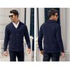 imageRuncati Mens Shawl Collar Cardigan Sweaters Button Down Cable Knitted Loose Fit Knitwear Open Front Sweaters Winter OutwearNavy