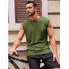 imageRuncati Mens Sleeveless Tank Tops Crewneck Casual Workout Gym Cut Off Muscle Fit T ShirtArmy Green