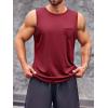 imageRuncati Mens Sleeveless Workout Tank Tops Athletic Muscle Gym T Shirts with PocketsWine Red