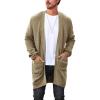 imageRuncati Mens Cardigan Sweater Casual Cable Knit V Neck Open Front Ribbed Long Winter SweatersArmy Green