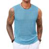 imageRuncati Mens Knit Sleeveless Tank Tops Casual Hollow Out T Shirts Beach Summer See Through TopsSky Blue