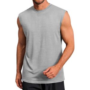 imageRuncati Mens Workout Tank Tops Sleeveless Muscle Cut Off Shirt Athletic Gym T ShirtsLight Gray