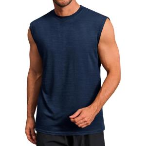 imageRuncati Mens Workout Tank Tops Sleeveless Muscle Cut Off Shirt Athletic Gym T ShirtsNavy