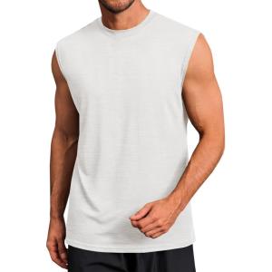 imageRuncati Mens Workout Tank Tops Sleeveless Muscle Cut Off Shirt Athletic Gym T ShirtsWhite