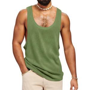 imageRuncati Mens Workout Tank Tops Sleeveless Shirt Muscle Gym Bodybuilding Fitness Training Loose Fit T ShirtsArmy Green