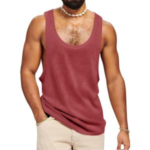 imageRuncati Mens Workout Tank Tops Sleeveless Shirt Muscle Gym Bodybuilding Fitness Training Loose Fit T ShirtsBurgundy