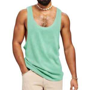 imageRuncati Mens Workout Tank Tops Sleeveless Shirt Muscle Gym Bodybuilding Fitness Training Loose Fit T ShirtsMint