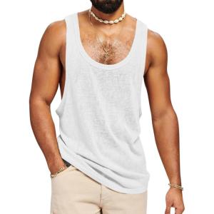 imageRuncati Mens Workout Tank Tops Sleeveless Shirt Muscle Gym Bodybuilding Fitness Training Loose Fit T ShirtsWhite