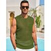 imageRuncati Mens Crochet Tank Tops See Through Knitted Sleeveless TShirts Muscle Summer Beach Hippie Shirts with PocketArmy Green