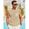 imageRuncati Mens Crochet Tank Tops See Through Knitted Sleeveless TShirts Muscle Summer Beach Hippie Shirts with PocketBeige