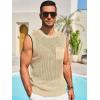 imageRuncati Mens Crochet Tank Tops See Through Knitted Sleeveless TShirts Muscle Summer Beach Hippie Shirts with PocketBeige