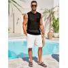 imageRuncati Mens Crochet Tank Tops See Through Knitted Sleeveless TShirts Muscle Summer Beach Hippie Shirts with PocketBlack