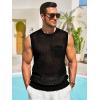 imageRuncati Mens Crochet Tank Tops See Through Knitted Sleeveless TShirts Muscle Summer Beach Hippie Shirts with PocketBlack
