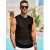 imageRuncati Mens Crochet Tank Tops See Through Knitted Sleeveless TShirts Muscle Summer Beach Hippie Shirts with PocketBlack