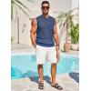 imageRuncati Mens Crochet Tank Tops See Through Knitted Sleeveless TShirts Muscle Summer Beach Hippie Shirts with PocketBlue