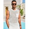 imageRuncati Mens Crochet Tank Tops See Through Knitted Sleeveless TShirts Muscle Summer Beach Hippie Shirts with PocketWhite