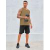 imageRuncati Mens Sleeveless Tank Tops Crewneck Workout Gym Cotton Muscle Pocket T ShirtCamel