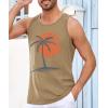 imageRuncati Mens Workout Tank Tops Gym Sleeveless Shirts Palm Tree Vintage Style TShirtKhaki