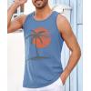 imageRuncati Mens Workout Tank Tops Gym Sleeveless Shirts Palm Tree Vintage Style TShirtLight Blue