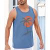 imageRuncati Mens Workout Tank Tops Gym Sleeveless Shirts Palm Tree Vintage Style TShirtLight Blue