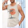 imageRuncati Mens Workout Tank Tops Gym Sleeveless Shirts Palm Tree Vintage Style TShirtLight Grey