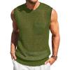 imageRuncati Mens Crochet Tank Tops See Through Knitted Sleeveless TShirts Muscle Summer Beach Hippie Shirts with PocketArmy Green