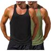 imageRuncati Mens Workout Tank Tops Gym Muscle Athletic Sleeveless T Shirts Bodybuilding Training Fitness TopsArmy GreenBlack