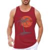imageRuncati Mens Workout Tank Tops Gym Sleeveless Shirts Palm Tree Vintage Style TShirtRed