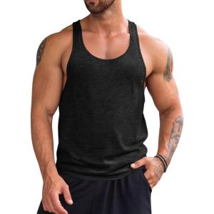 imageRuncati Mens Workout Tank Tops Gym Muscle Athletic Sleeveless T Shirts Bodybuilding Training Fitness TopsBlack