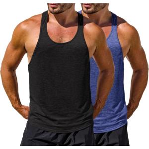 imageRuncati Mens Workout Tank Tops Gym Muscle Athletic Sleeveless T Shirts Bodybuilding Training Fitness TopsBlueBlack