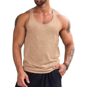 imageRuncati Mens Workout Tank Tops Gym Muscle Athletic Sleeveless T Shirts Bodybuilding Training Fitness TopsBrown