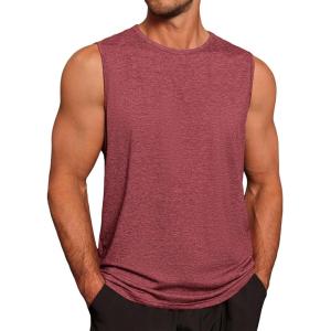 imageRuncati Mens Workout Tank Tops Sleeveless Gym Muscle Athletic T Shirts Casual Summer Beach TopsBurgundy