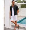 imageRuncati Mens Knit Button Down Shirt Casual Short Sleeve Cotton Polo Shirt Hollow Out Summer Beach TopsBlack