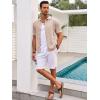 imageRuncati Mens Knit Button Down Shirt Casual Short Sleeve Cotton Polo Shirt Hollow Out Summer Beach TopsKhaki