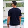imageRuncati Mens Knit Button Down Shirt Casual Short Sleeve Cotton Polo Shirt Hollow Out Summer Beach TopsNavy
