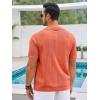 imageRuncati Mens Knit Button Down Shirt Casual Short Sleeve Cotton Polo Shirt Hollow Out Summer Beach TopsOrange