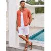 imageRuncati Mens Knit Button Down Shirt Casual Short Sleeve Cotton Polo Shirt Hollow Out Summer Beach TopsOrange