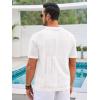 imageRuncati Mens Knit Button Down Shirt Casual Short Sleeve Cotton Polo Shirt Hollow Out Summer Beach TopsWhite