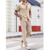imageRuncati Mens Knit Button Down Shirts Short Sleeve Polo Shirt Vintage Summer Casual Beach Ribbed Textured TopsApricot