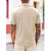 imageRuncati Mens Knit Button Down Shirts Short Sleeve Polo Shirt Vintage Summer Casual Beach Ribbed Textured TopsApricot