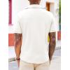 imageRuncati Mens Knit Button Down Shirts Short Sleeve Polo Shirt Vintage Summer Casual Beach Ribbed Textured TopsBeige