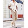 imageRuncati Mens Knit Button Down Shirts Short Sleeve Polo Shirt Vintage Summer Casual Beach Ribbed Textured TopsBeige